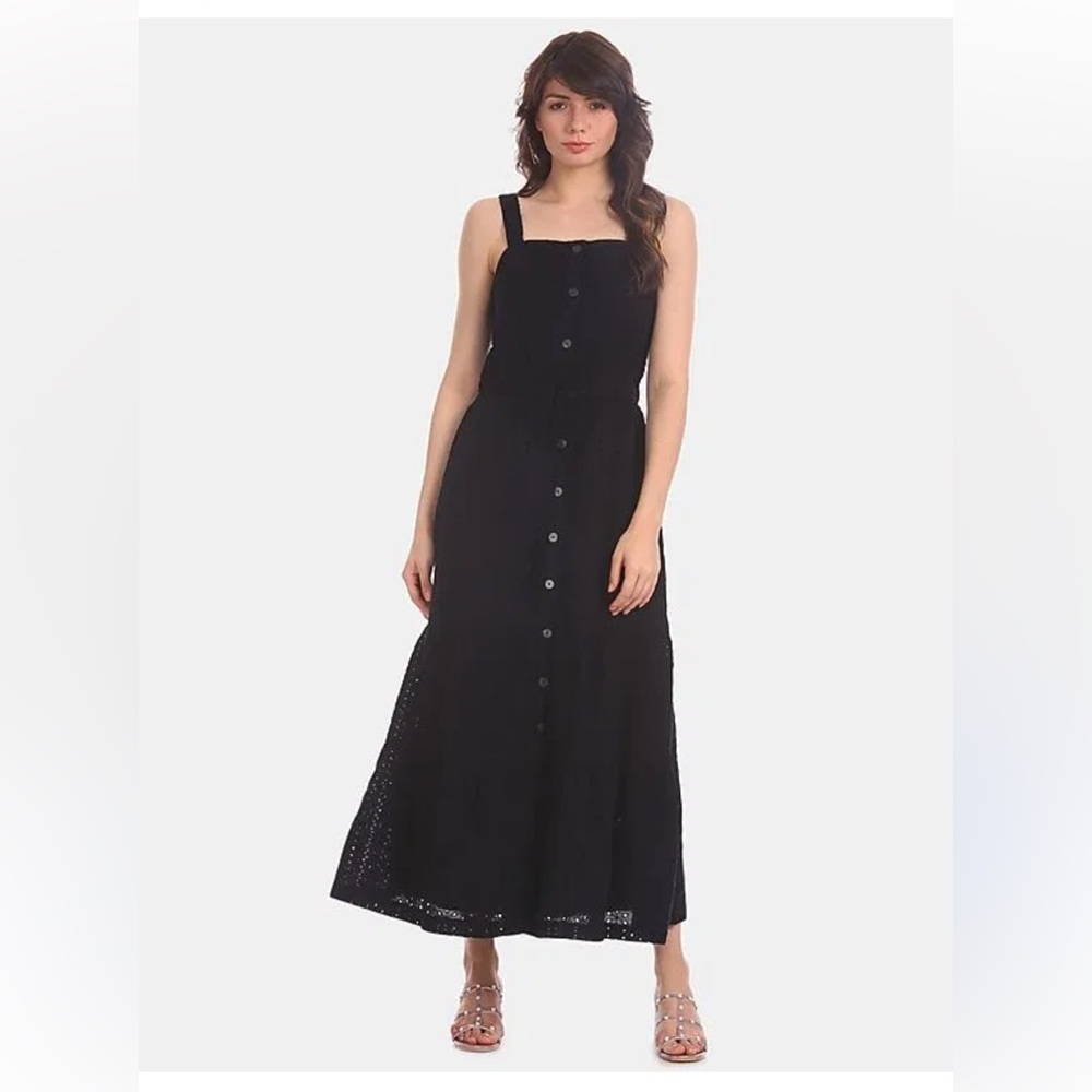 GAP Black Eyelet Maxi Dress. Size 8 Tall